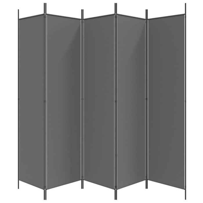 Cloison de séparation 5 panneaux Anthracite 250x200 cm Tissu – Image 2
