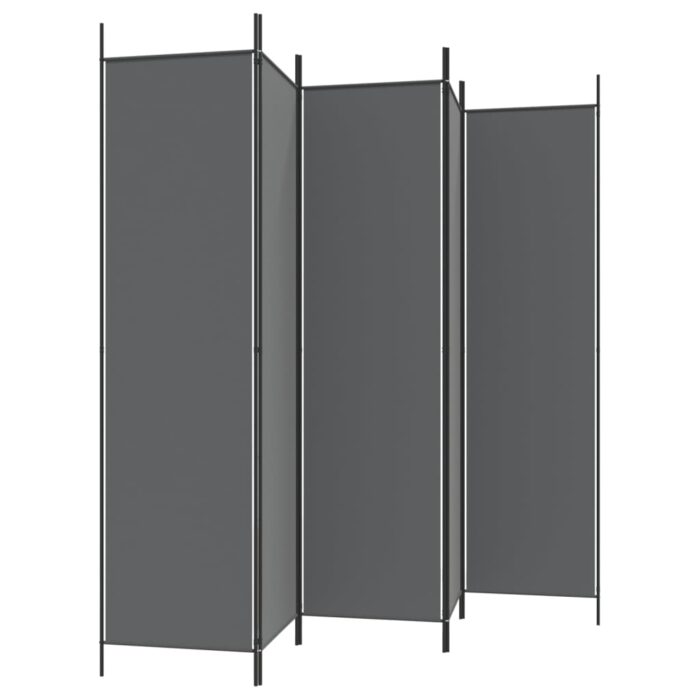 Cloison de séparation 5 panneaux Anthracite 250x200 cm Tissu – Image 3