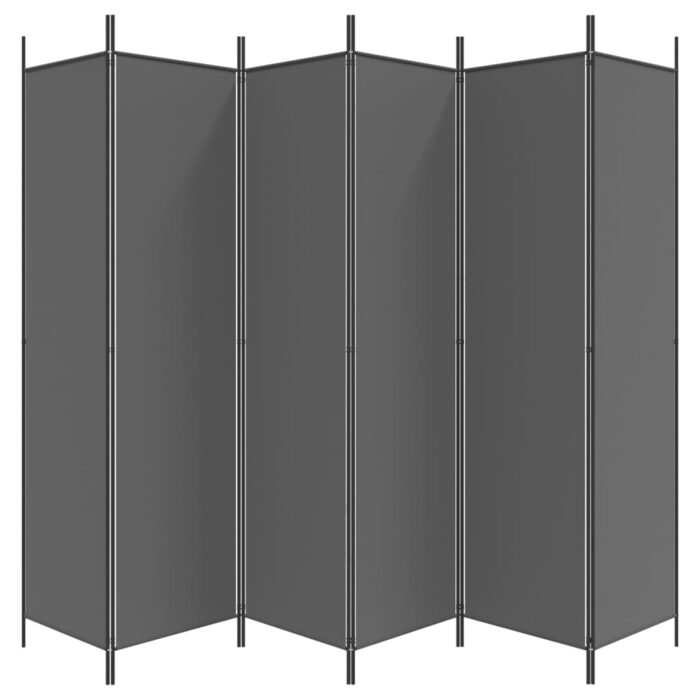 Cloison de séparation 6 panneaux Anthracite 300x200 cm Tissu – Image 2