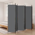 Cloison de séparation 6 panneaux Anthracite 300x200 cm Tissu