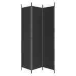 Cloison de séparation 3 panneaux Noir 150x220 cm Tissu – Image 2