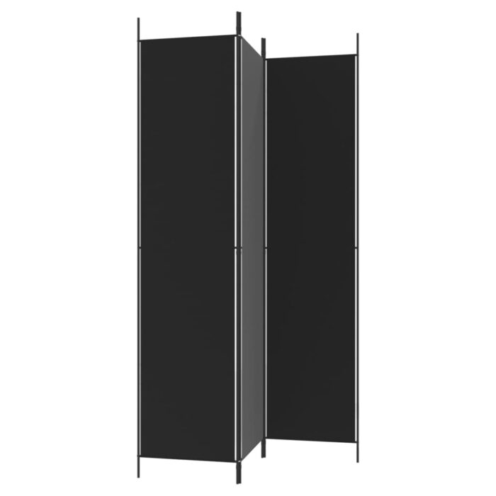 Cloison de séparation 3 panneaux Noir 150x220 cm Tissu – Image 3