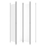 Cloison de séparation 4 panneaux Blanc 200x220 cm Tissu – Image 2