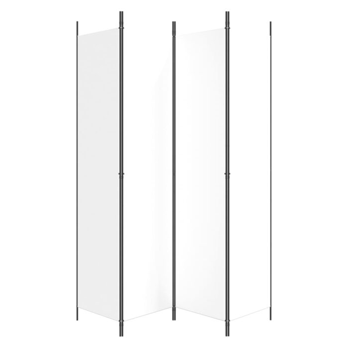 Cloison de séparation 4 panneaux Blanc 200x220 cm Tissu – Image 2