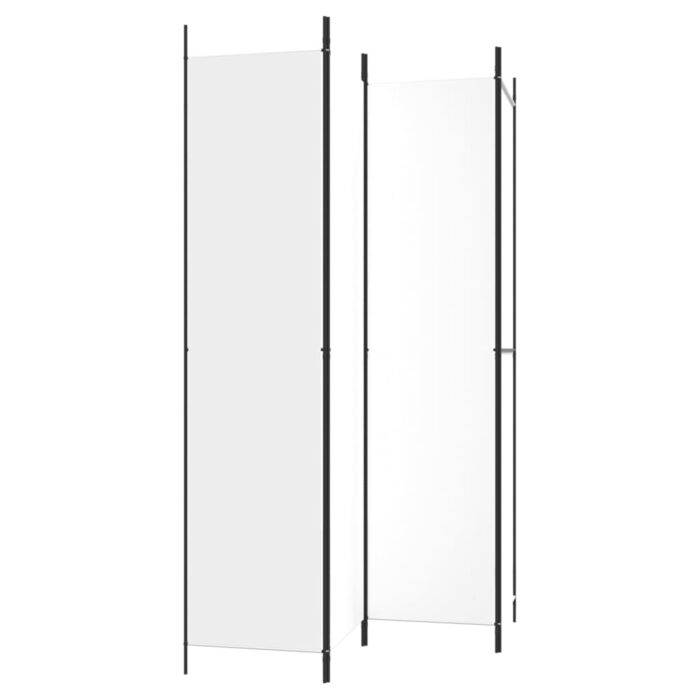 Cloison de séparation 4 panneaux Blanc 200x220 cm Tissu – Image 3