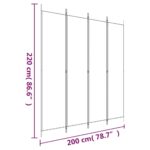Cloison de séparation 4 panneaux Blanc 200x220 cm Tissu – Image 6