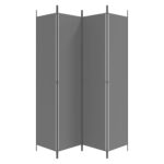 Cloison de séparation 4 panneaux Anthracite 200x220 cm Tissu – Image 2