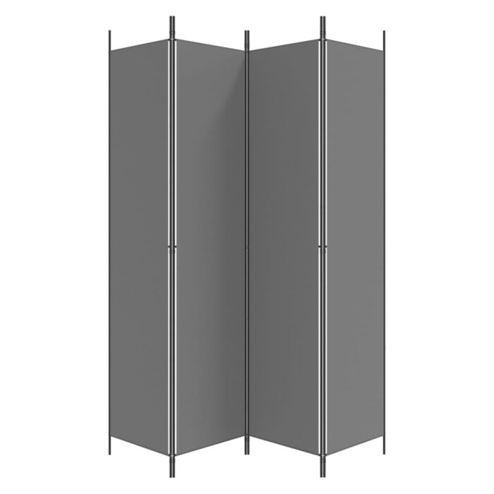 Cloison de séparation 4 panneaux Anthracite 200x220 cm Tissu – Image 2