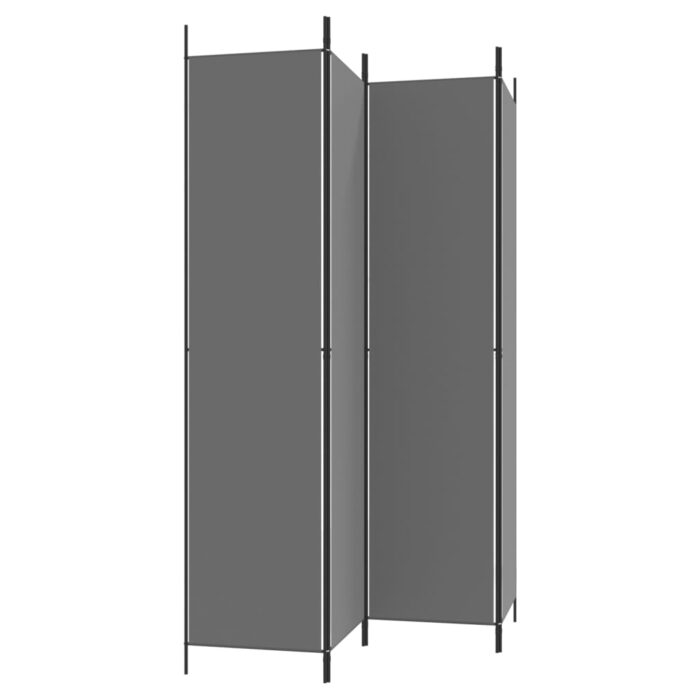 Cloison de séparation 4 panneaux Anthracite 200x220 cm Tissu – Image 3