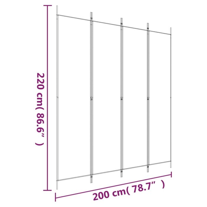 Cloison de séparation 4 panneaux Anthracite 200x220 cm Tissu – Image 6