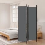 Cloison de séparation 4 panneaux Anthracite 200x220 cm Tissu