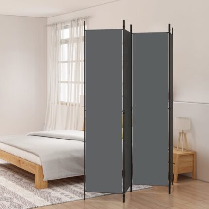 Cloison de séparation 4 panneaux Anthracite 200x220 cm Tissu