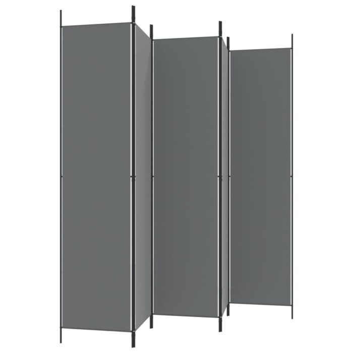 Cloison de séparation 5 panneaux Anthracite 250x220 cm Tissu – Image 2