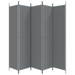 Cloison de séparation 5 panneaux Anthracite 250x220 cm Tissu – Image 3