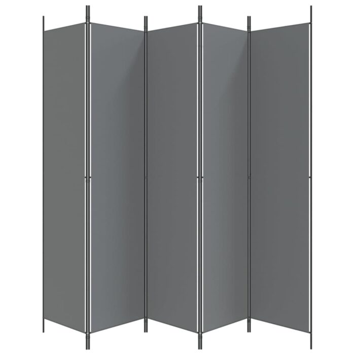 Cloison de séparation 5 panneaux Anthracite 250x220 cm Tissu – Image 3