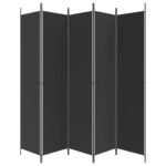 Cloison de séparation 5 panneaux Noir 250x220 cm Tissu – Image 2