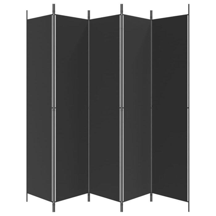 Cloison de séparation 5 panneaux Noir 250x220 cm Tissu – Image 2