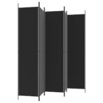 Cloison de séparation 5 panneaux Noir 250x220 cm Tissu – Image 3