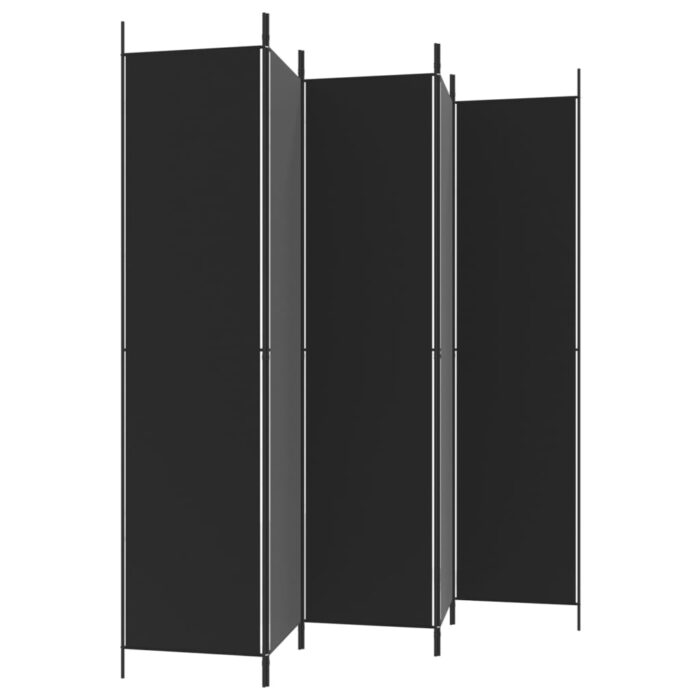 Cloison de séparation 5 panneaux Noir 250x220 cm Tissu – Image 3