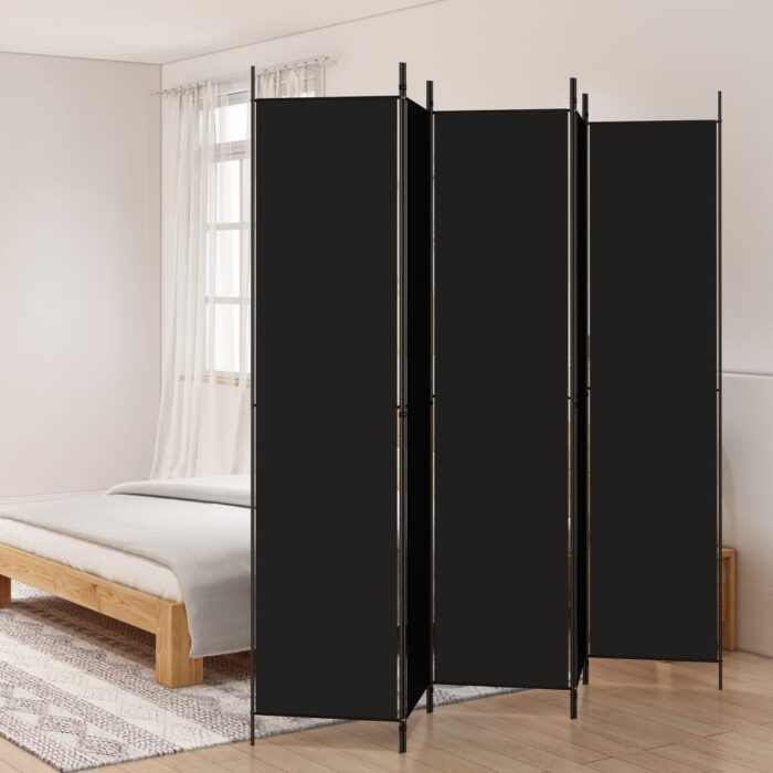 Cloison de séparation 5 panneaux Noir 250x220 cm Tissu – Image 1