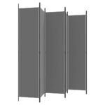 Cloison de séparation 6 panneaux Anthracite 300x220 cm Tissu – Image 3
