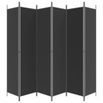 Cloison de séparation 6 panneaux Noir 300x220 cm Tissu – Image 2