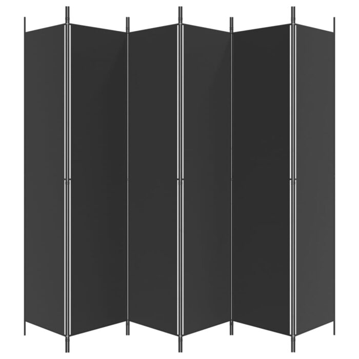 Cloison de séparation 6 panneaux Noir 300x220 cm Tissu – Image 2