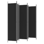 Cloison de séparation 6 panneaux Noir 300x220 cm Tissu – Image 3