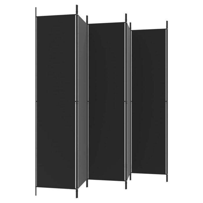 Cloison de séparation 6 panneaux Noir 300x220 cm Tissu – Image 3