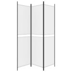 Cloison de séparation 3 panneaux Blanc 150x200 cm Tissu – Image 2