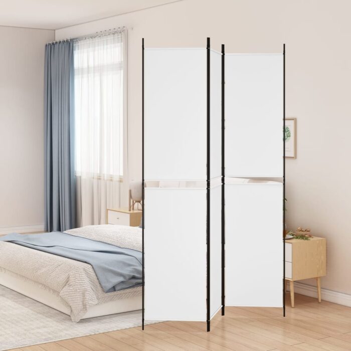 Cloison de séparation 3 panneaux Blanc 150x220 cm Tissu – Image 1
