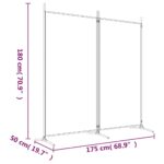 Cloison de séparation 2 panneaux Noir 175x180 cm Tissu – Image 6