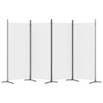 Cloison de séparation 4 panneaux Blanc 346x180 cm Tissu – Image 2