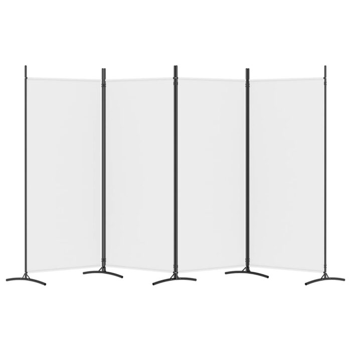 Cloison de séparation 4 panneaux Blanc 346x180 cm Tissu – Image 2