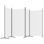 Cloison de séparation 4 panneaux Blanc 346x180 cm Tissu – Image 3