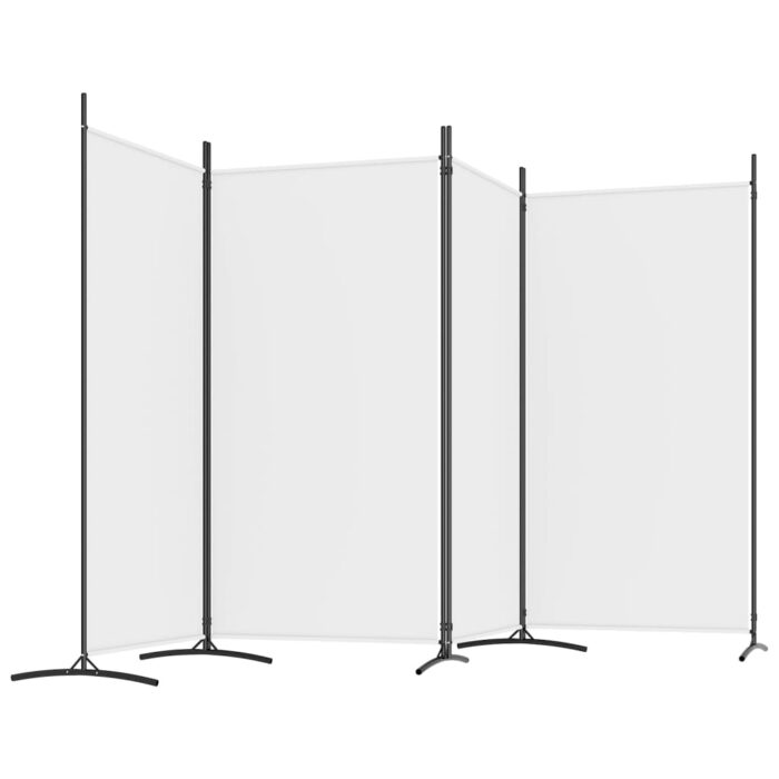 Cloison de séparation 4 panneaux Blanc 346x180 cm Tissu – Image 3