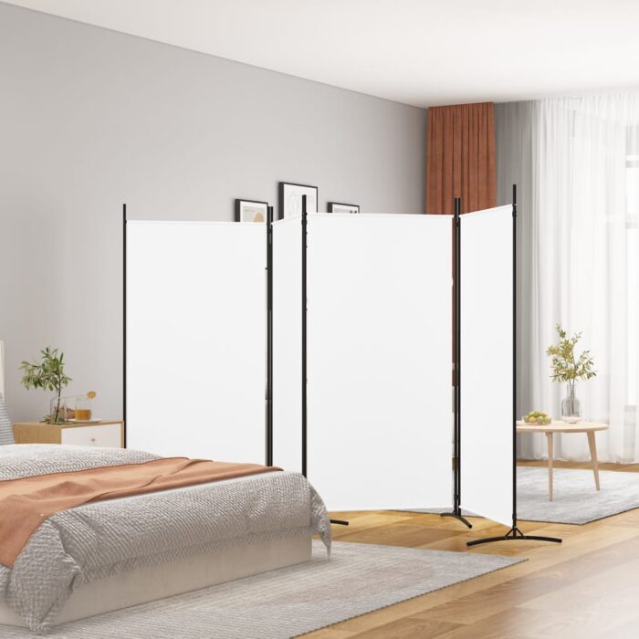 Cloison de séparation 4 panneaux Blanc 346x180 cm Tissu – Image 1