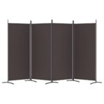 Cloison de séparation 4 panneaux Marron 346x180 cm Tissu – Image 2