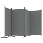 Cloison de séparation 4 panneaux Anthracite 346x180 cm Tissu – Image 3