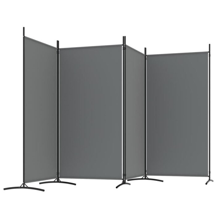 Cloison de séparation 4 panneaux Anthracite 346x180 cm Tissu – Image 3