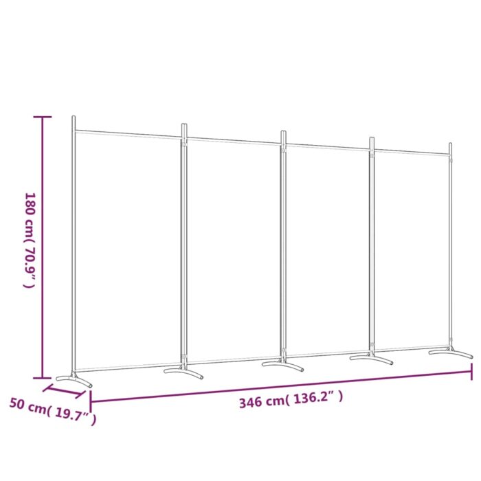 Cloison de séparation 4 panneaux Anthracite 346x180 cm Tissu – Image 6
