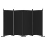 Cloison de séparation 4 panneaux Noir 346x180 cm Tissu – Image 2