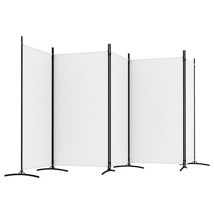 Cloison de séparation 5 panneaux Blanc 433x180 cm Tissu – Image 3
