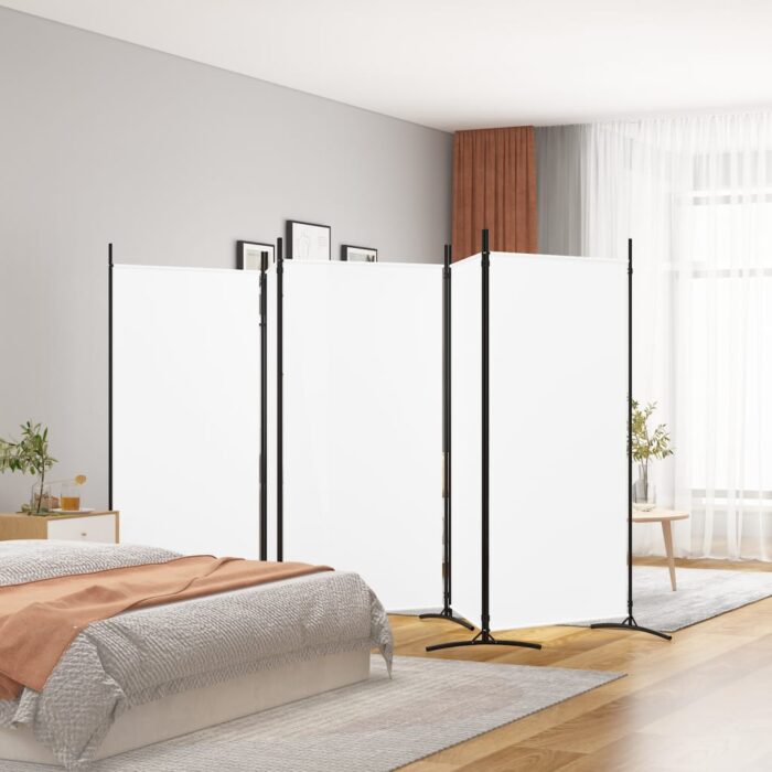 Cloison de séparation 5 panneaux Blanc 433x180 cm Tissu – Image 1