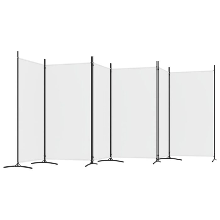 Cloison de séparation 6 panneaux Blanc 520x180 cm Tissu – Image 3