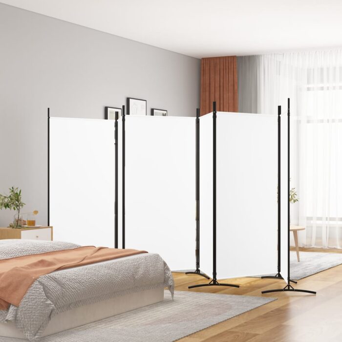 Cloison de séparation 6 panneaux Blanc 520x180 cm Tissu – Image 1