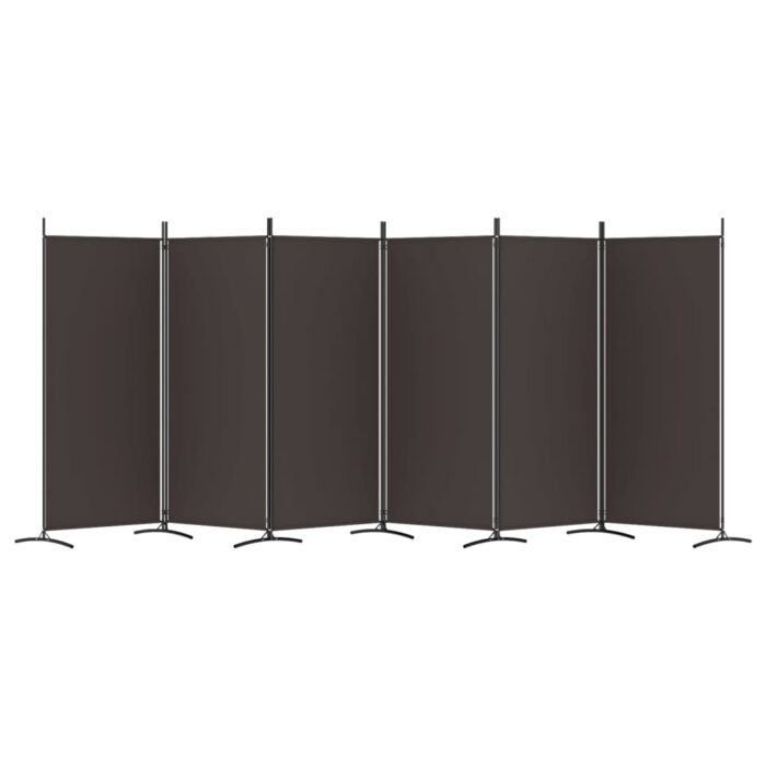Cloison de séparation 6 panneaux Marron 520x180 cm Tissu – Image 2