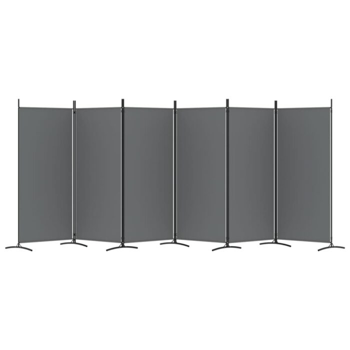 Cloison de séparation 6 panneaux Anthracite 520x180 cm Tissu – Image 3