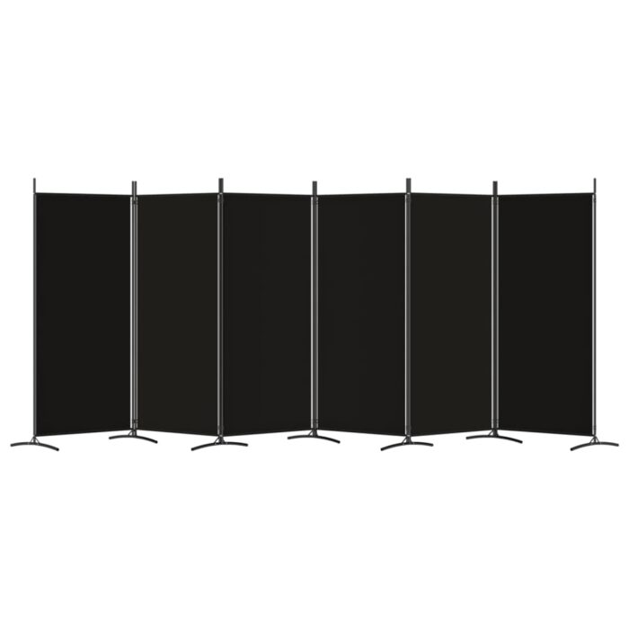 Cloison de séparation 6 panneaux Noir 520x180 cm Tissu – Image 2