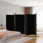 Cloison de séparation 6 panneaux Noir 520x180 cm Tissu